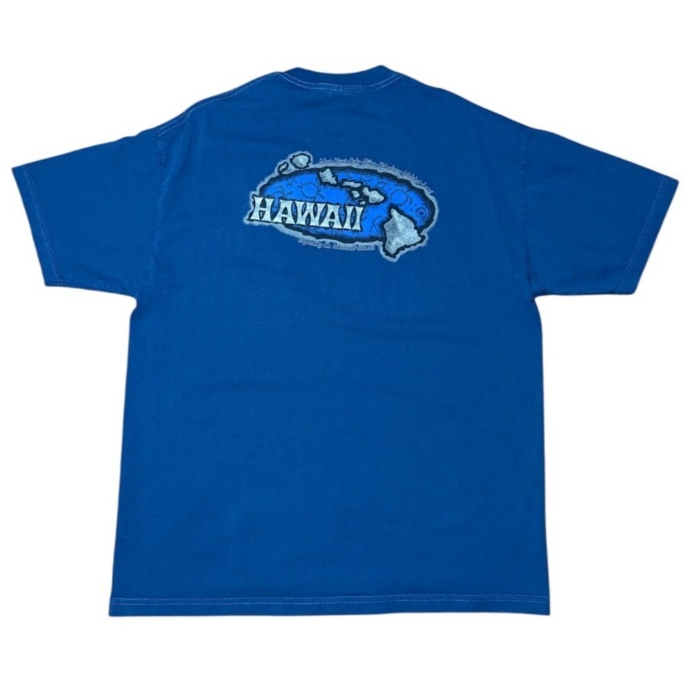 Vintage Y2K Hawaii State Aloha Surf Beach Ocean Souvenir Graphic Navy T-shirt